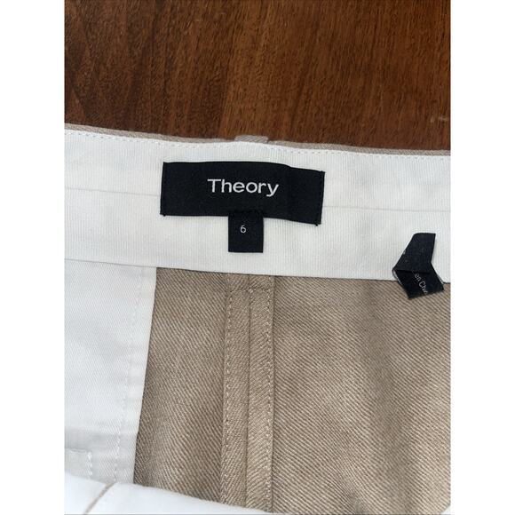 Theory Women’s Tailor Trouser C Sleek Flannel Beige Wool Dress Crop Pants Sz 6 - Picture 3 of 7